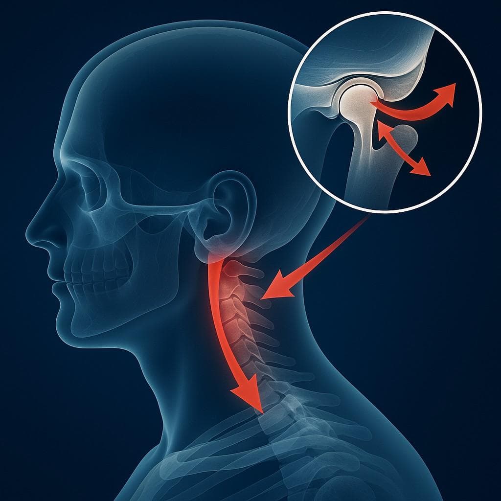 Diagram of TMJ joint showing force vectors