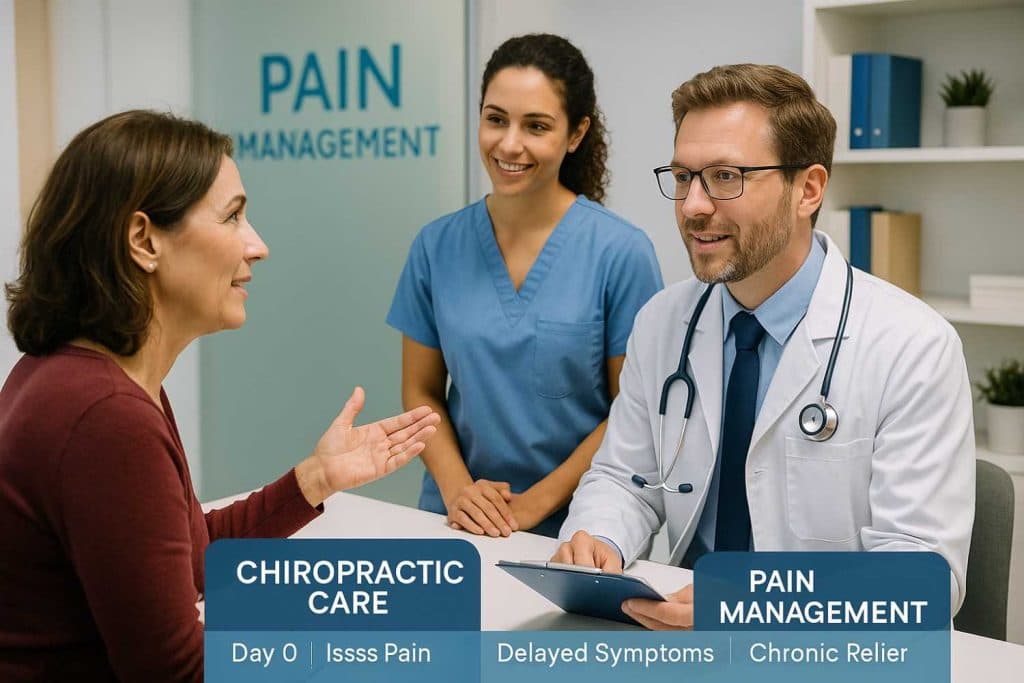 pain management car accident Beaumont team consulting with a patient
