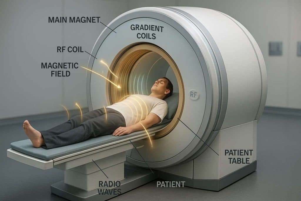 MRI scanner operation with labelled components