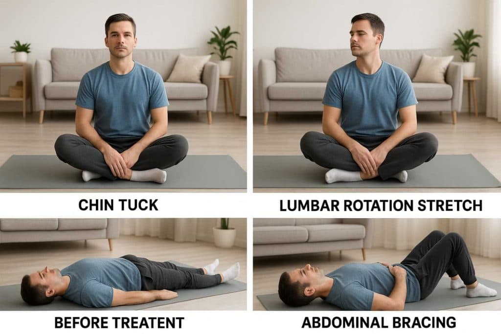 showing proper form for key home exercises