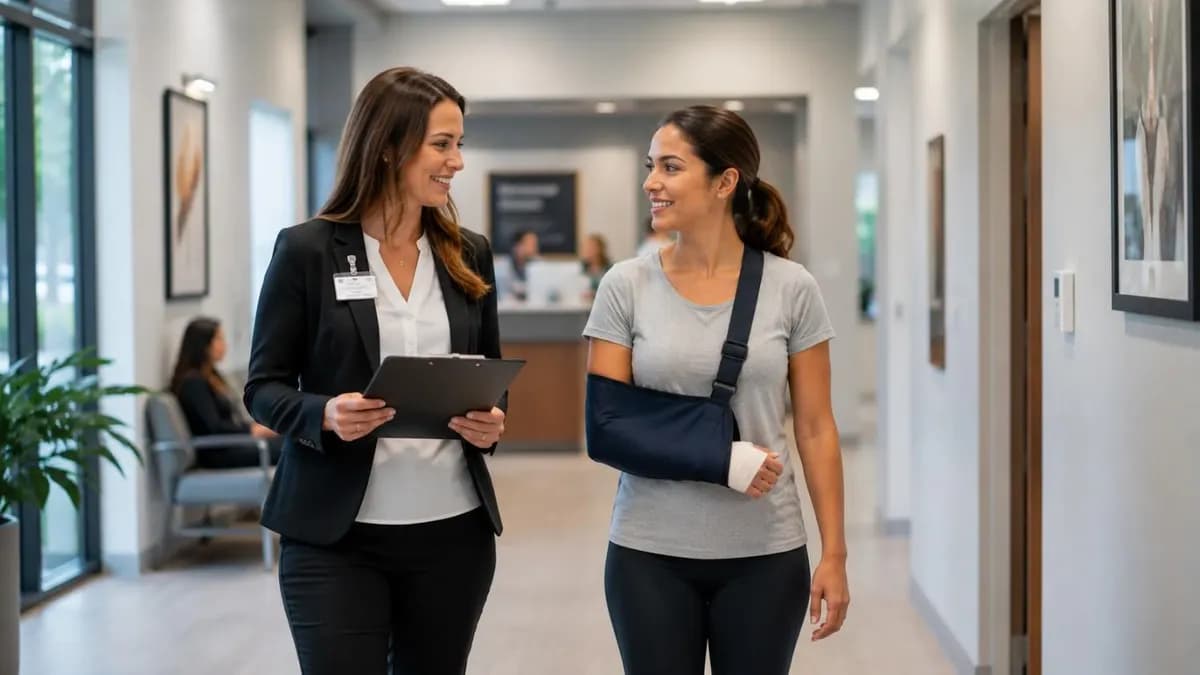 Clinician reviewing imaging with a patient at Car Accident Cares