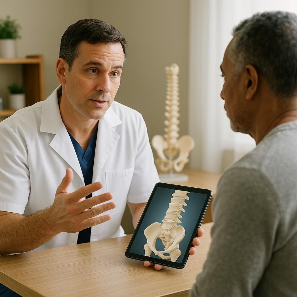 chiropractor consulting with patient about treatment options