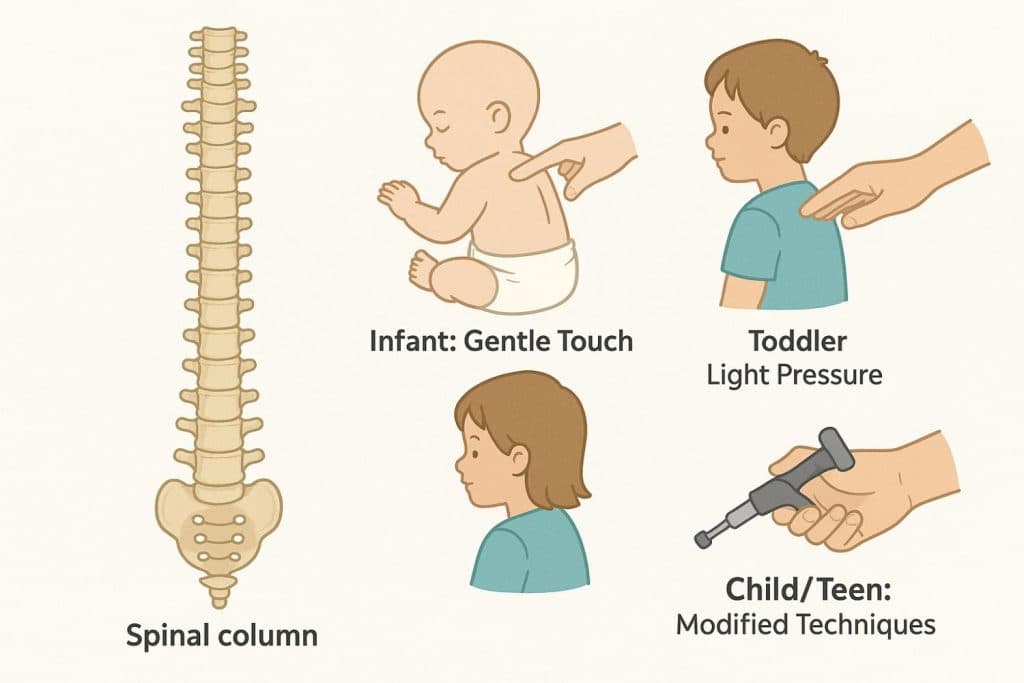 Diagram showing developmental stages and corresponding gentle treatment approaches