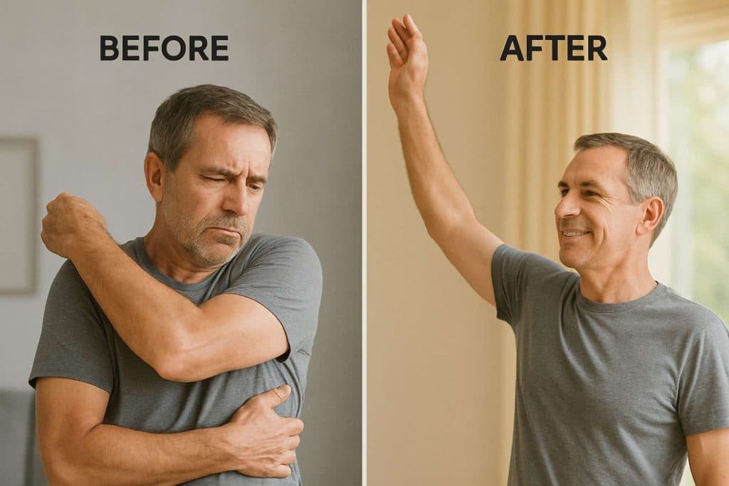 Before/after motion capture of shoulder rotation due to benefits of chiropractic care Beaumont TX