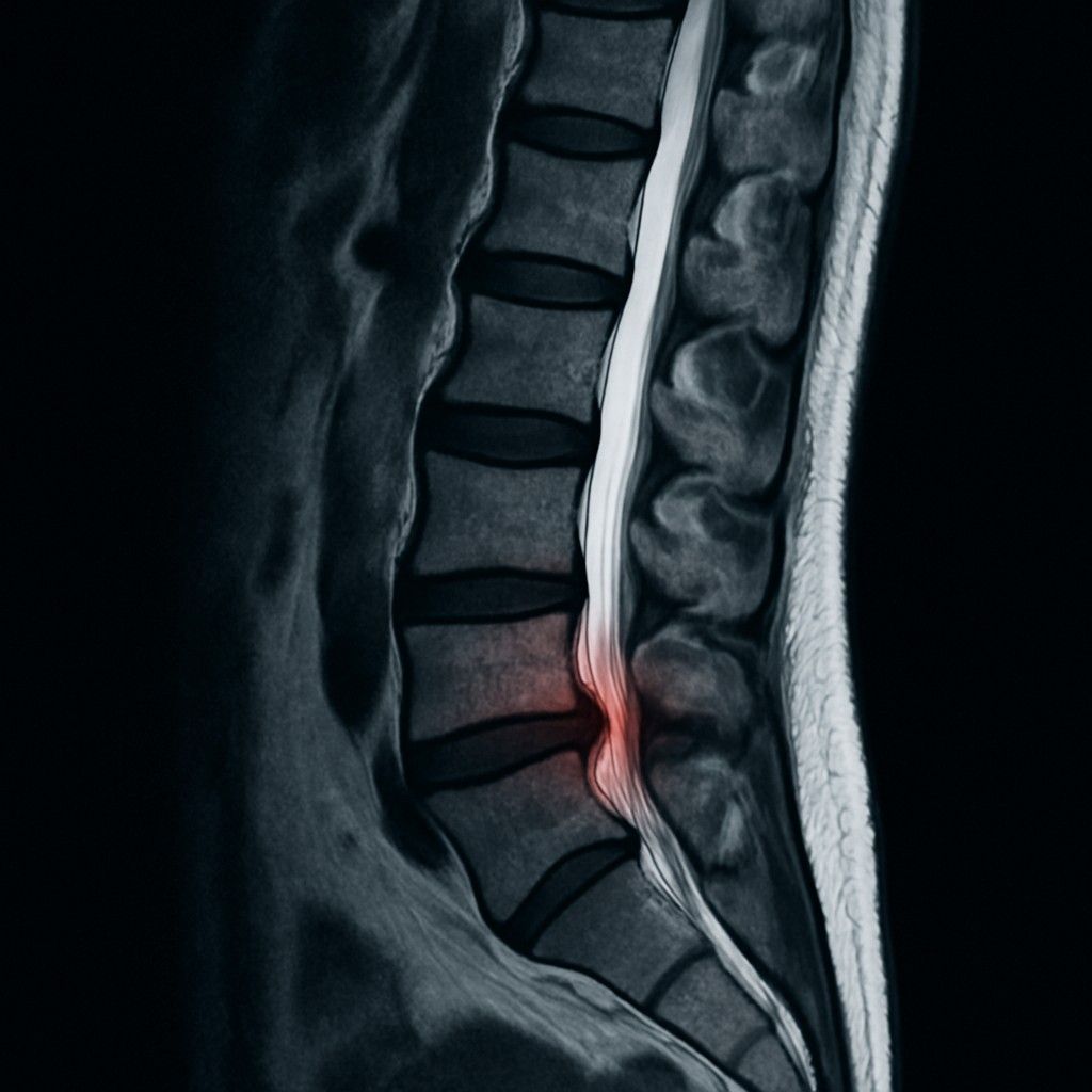 MRI scan showing lumbar disc herniation