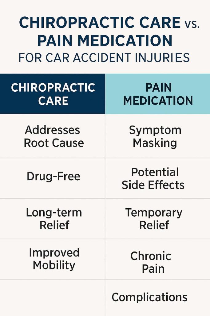 Comparative table of treatment outcomes chiropractic vs medication