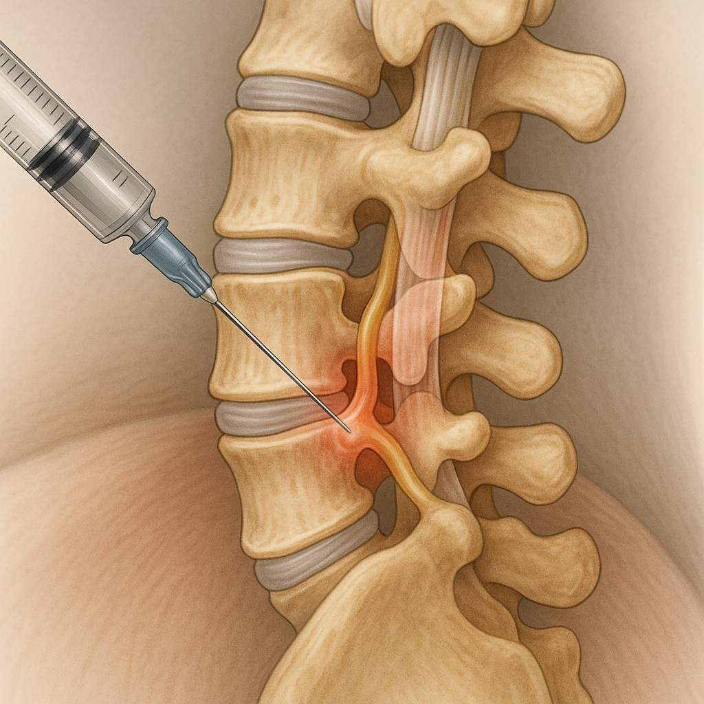 Sterile epidural steroid injection under fluoroscopy at Beaumont pain clinic