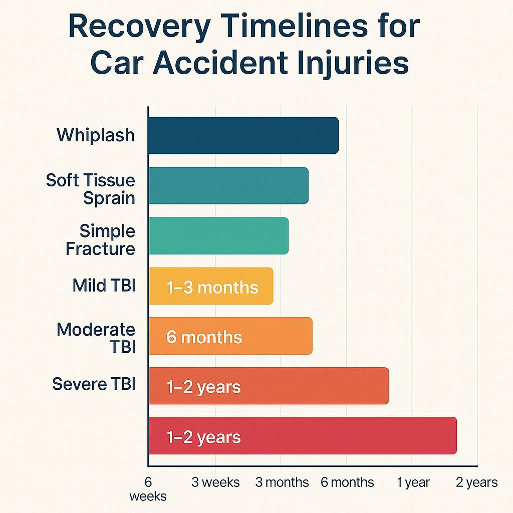 recovery timeline chart showing different injury types and their typical healing durations