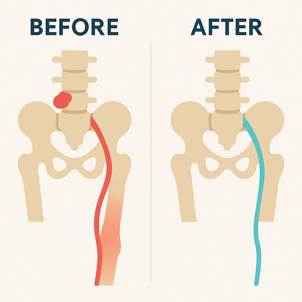diagram showing successful treatment outcomes and restored nerve function