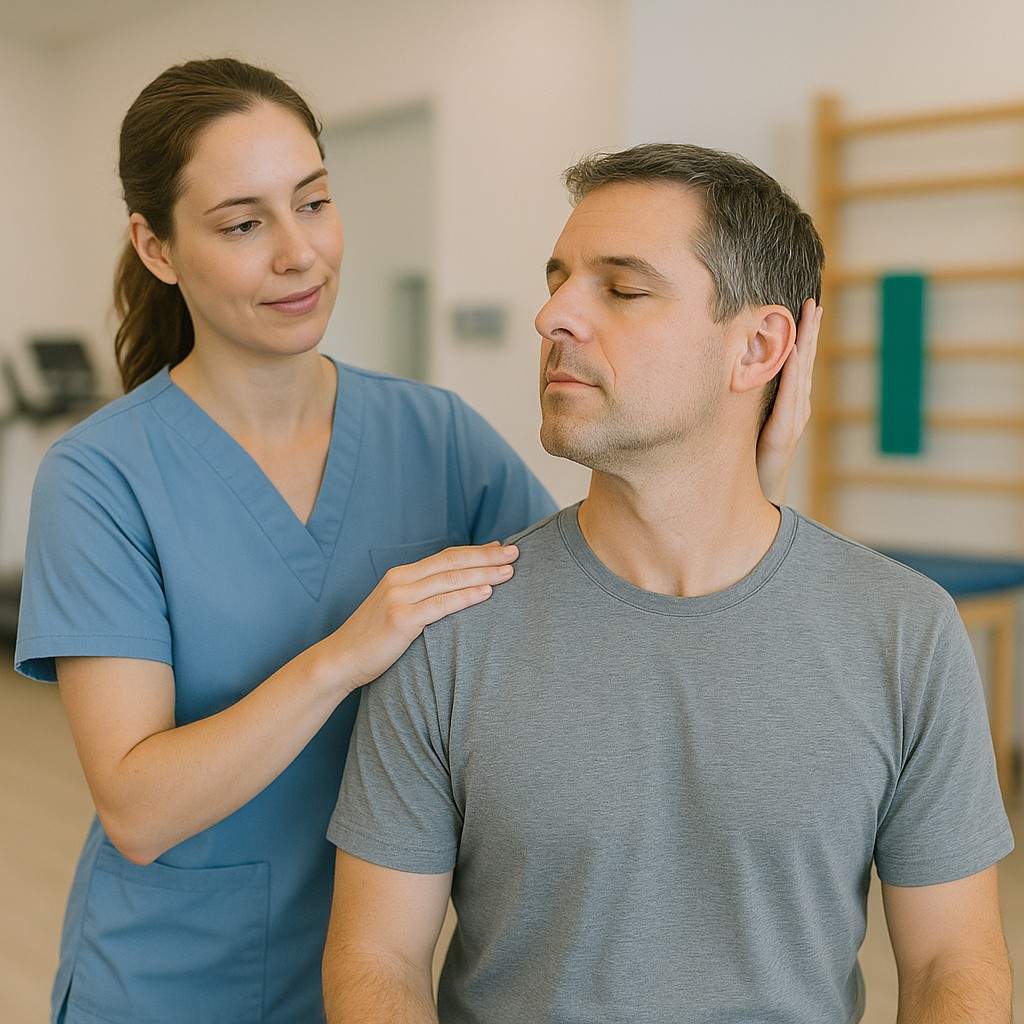 physical therapist conducting initial movement assessment