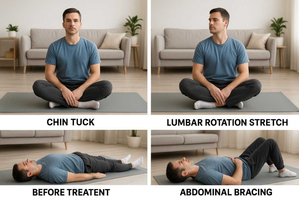 showing proper form for key home exercises