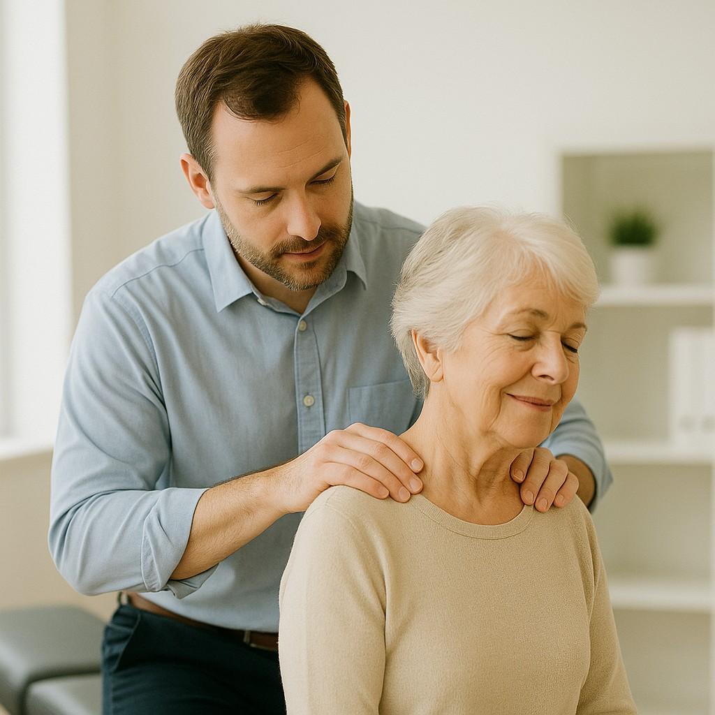 gentle examination techniques being performed on senior patient