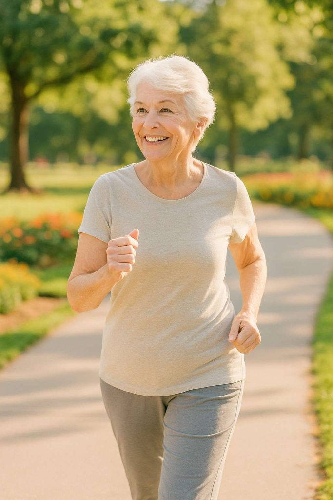 active, happy senior patient after successful chiropractic treatment