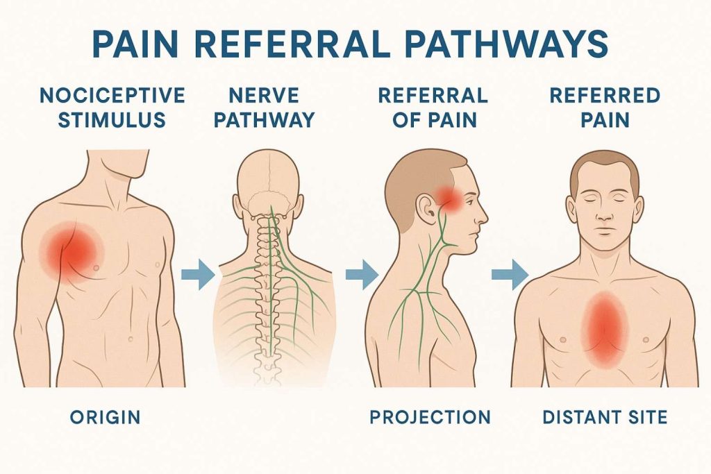 Timeline illustrating typical pain referral pathway