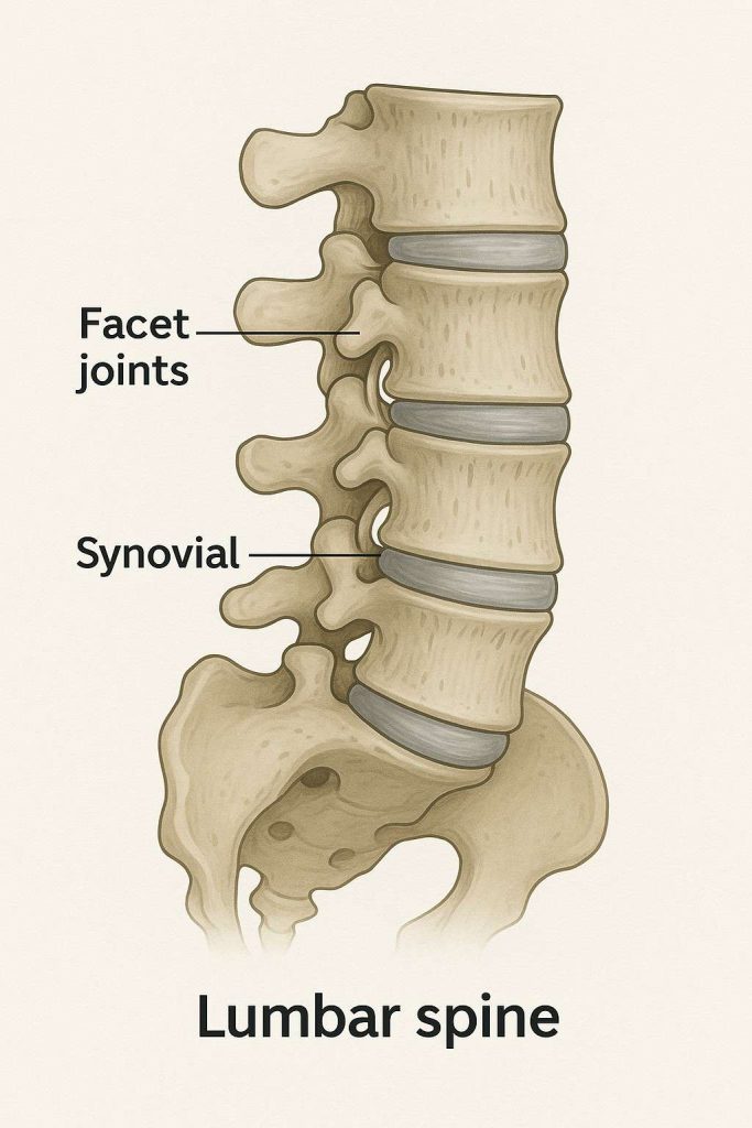Diagram of lumbar facet joints anatomy