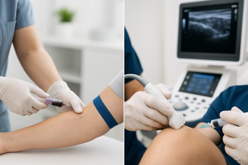 Image of blood draw and guided injection