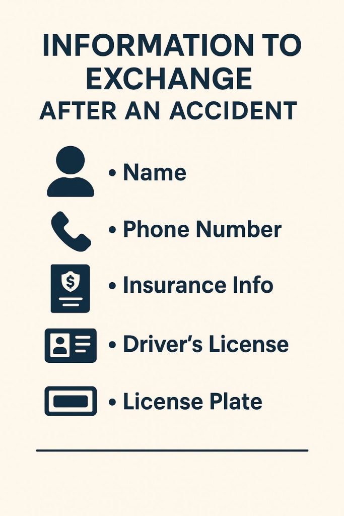 information to exchange after a accident