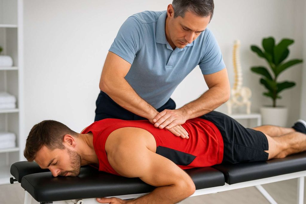 image of an athlete receiving an adjustment