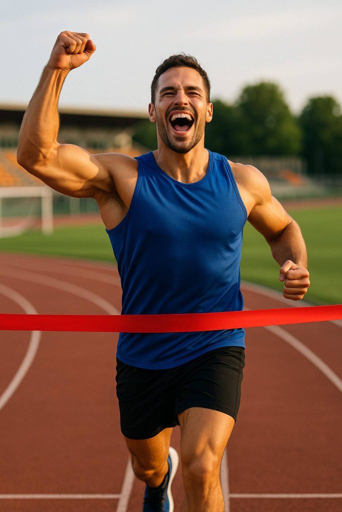 Motivational image of local athlete in action post-care