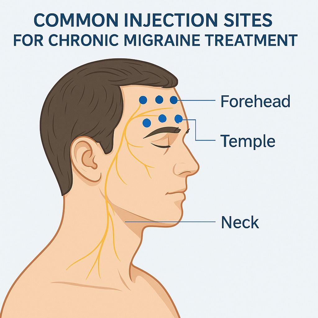 showing injection procedure for a common headache type