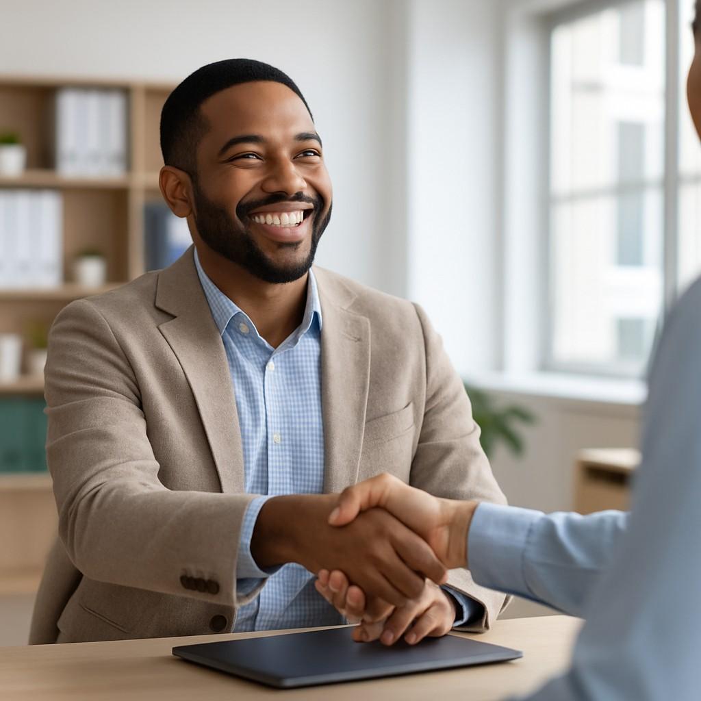 Professional Handshake in Bright Office
