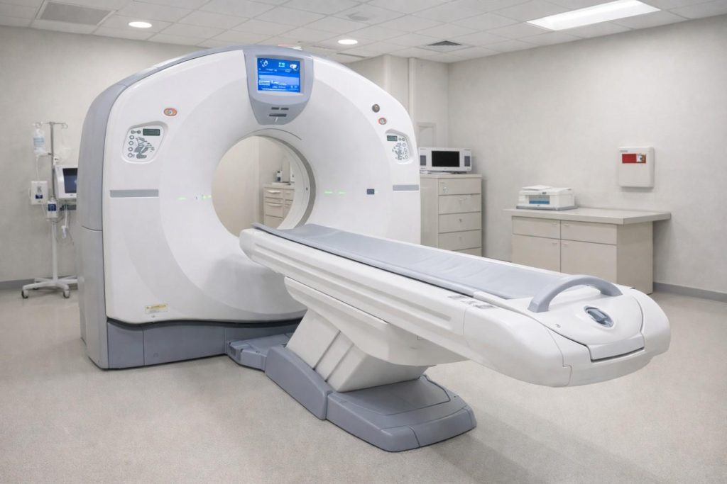 Modern CT scanner in medical room for what to expect during a CT scan in Beaumont TX