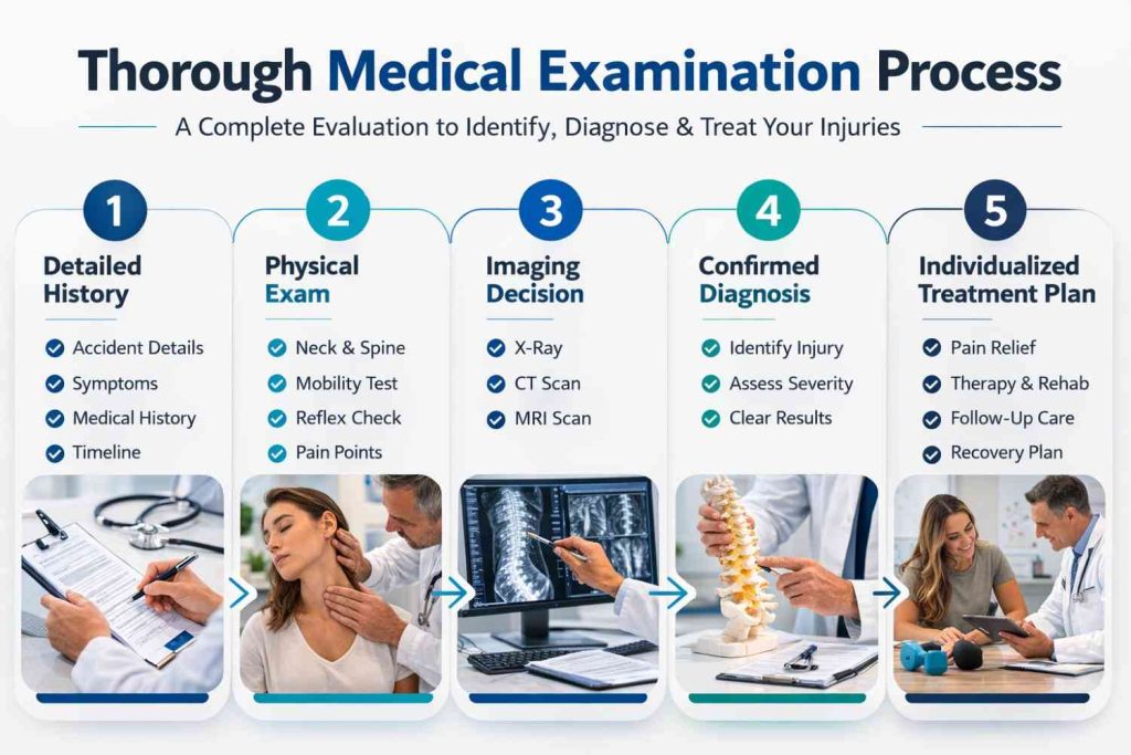 Thorough medical examination process infographic